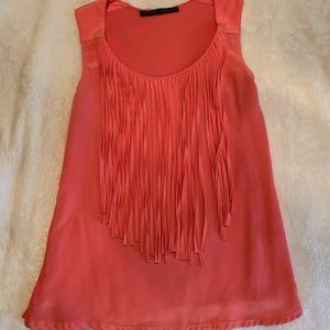 Coral Pink Fringe Top
